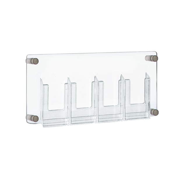 4-Pocket Trifold Wall Brochure Holder Clear 23"W X 11"H